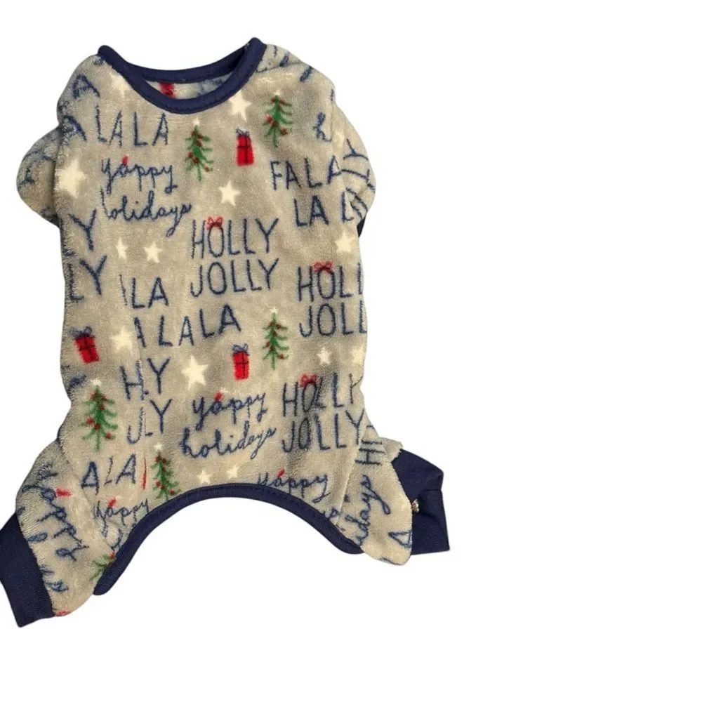 Cozy Grey Doggy Pajamas with Fun Holiday Print